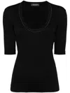 Fabiana Filippi Close-fitting Cotton T-shirt Scoop Neck In Blue