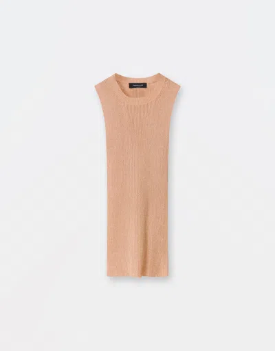 Fabiana Filippi Metallic Ribbed Tank Top In Dusty Pink