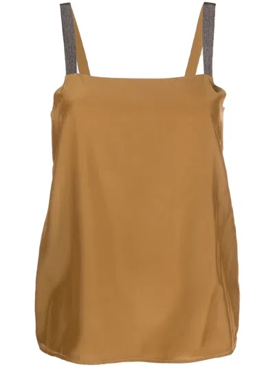 Fabiana Filippi Metallic Strap Top In Braun