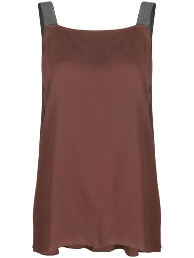Fabiana Filippi Metallic Strap Top In Brown