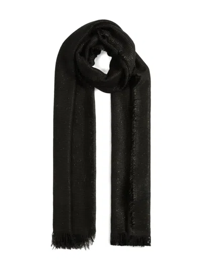 Fabiana Filippi Metallic-thread Fringed Scarf In Black