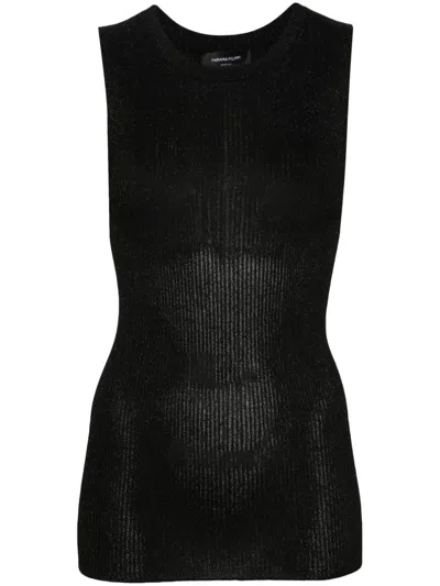 Fabiana Filippi Metallic-thread Ribbed Tank Top In Black