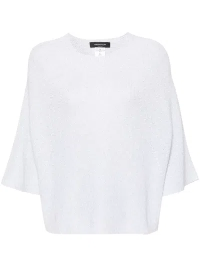 Fabiana Filippi Light Grey Metallic Knit Sweater In White