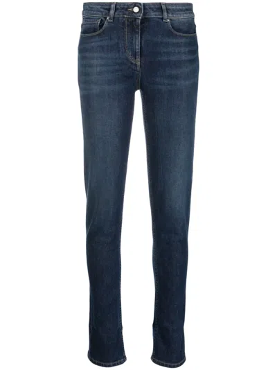 Fabiana Filippi Faded Mid-rise Slim-leg Jeans In Dark Denim