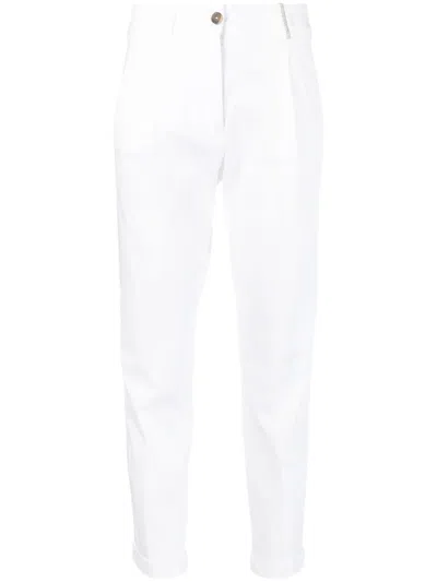Fabiana Filippi High-waisted Cotton Trousers In Weiss