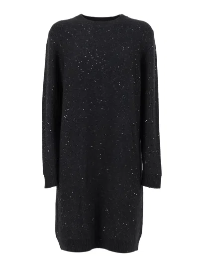 Fabiana Filippi Embellished Knit Dress In Brown