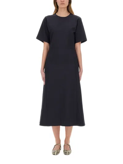 Fabiana Filippi Midi Dress Featuring Lurex Detailing And Flared Skirt In Blue