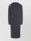 Fabiana Filippi Midi Dress With Draped Design And Long Sleeves In Blue