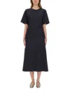 Fabiana Filippi Midi Dress Featuring Lurex Detailing And Flared Skirt In Blue