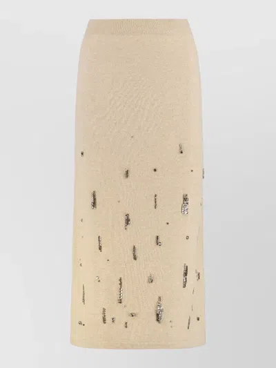 Fabiana Filippi Midi Knit Skirt Stone Embellished Design In Neutral