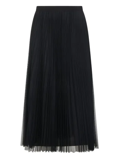 Fabiana Filippi Wide Pleated Tulle Skirt With Knitted Belt In Black