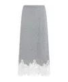 Fabiana Filippi Virgin Wool Lace Trim Midi Skirt In Gray