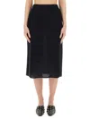 Fabiana Filippi Midi Skirt In Soft Cotton-linen Blend In Blue
