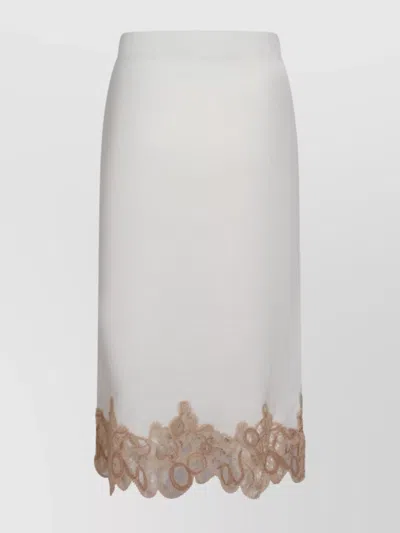 FABIANA FILIPPI MIDI SKIRT WITH LACE AND ELASTIC WAISTBAND