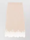 Fabiana Filippi Midi Skirt With Lace Trim And Elastic Waist In Neutral