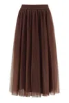 Fabiana Filippi Pleated Tulle Midi Skirt In Brown