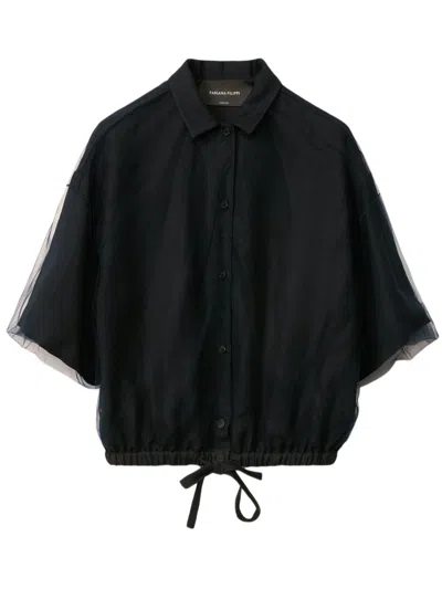 Fabiana Filippi Midnight Blue Linen And Viscose Shirt In Blu Notte