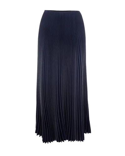 Fabiana Filippi Midnight Blue Printed Pleated Maxi Skirt
