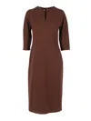 Fabiana Filippi Milano Stitch Jersey Fitted Dress With Piercing Detail In Brown