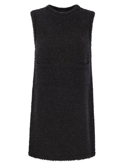 Fabiana Filippi Mini Dress In Tweed Effect Yarn In Black