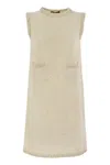Fabiana Filippi Mini Dress In Tweed-effect Yarn In Beige