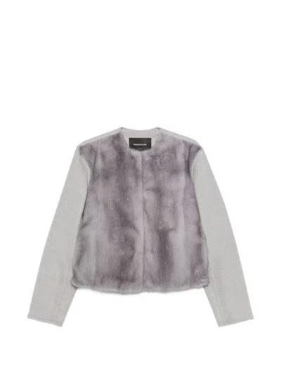 Fabiana Filippi Mink Fur And Wool Jacket In Grey