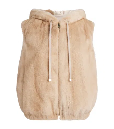 Fabiana Filippi Mink Fur Hooded Gilet In Beige