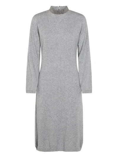 Fabiana Filippi Mock-neck Long-sleeve Dress In Gray