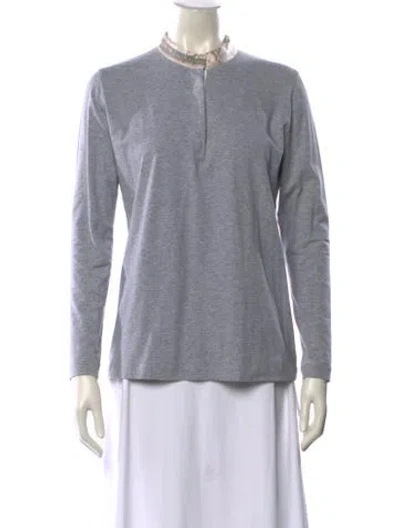 Pre-owned Fabiana Filippi Mock Neck Long Sleeve Sweatshirt In Gray