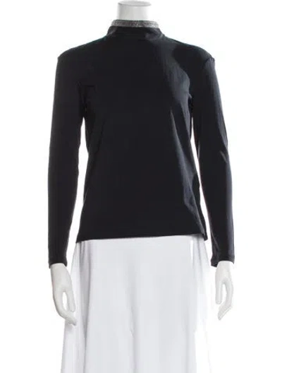 Pre-owned Fabiana Filippi Mock Neck Long Sleeve Top In Blue