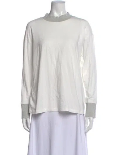 Pre-owned Fabiana Filippi Mock Neck Long Sleeve Top In Neutral