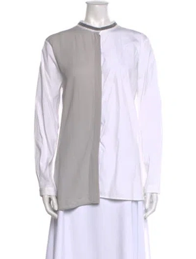 Pre-owned Fabiana Filippi Mock Neck Long Sleeve Tunic In Neutral