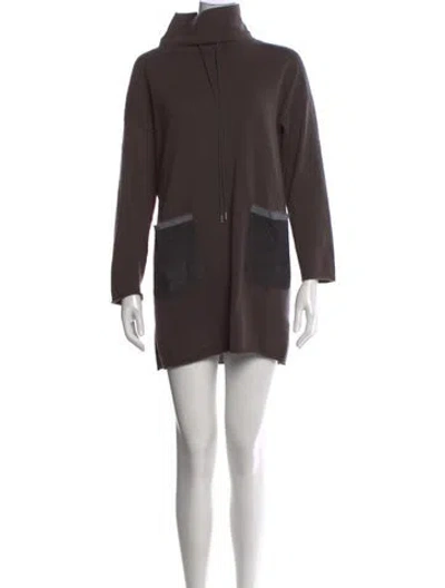 Pre-owned Fabiana Filippi Mock Neck Mini Dress In Brown