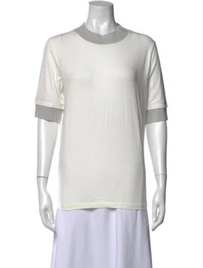 Pre-owned Fabiana Filippi Mock Neck Short Sleeve T-shirt In White