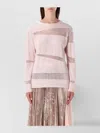Fabiana Filippi Mohair Insert Long Sleeve Knit Sweater In Pink