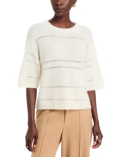 Fabiana Filippi Mohair Platinum Short Sleeve Sweater With Sequin Stripe In Multi