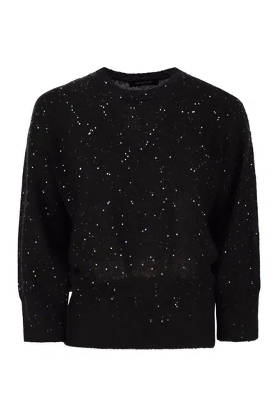 Fabiana Filippi Mohair Sweater With Micro Sequins In Black