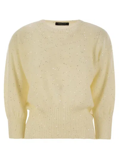 Fabiana Filippi Mohair Sweater With Micro Sequins In Neutral