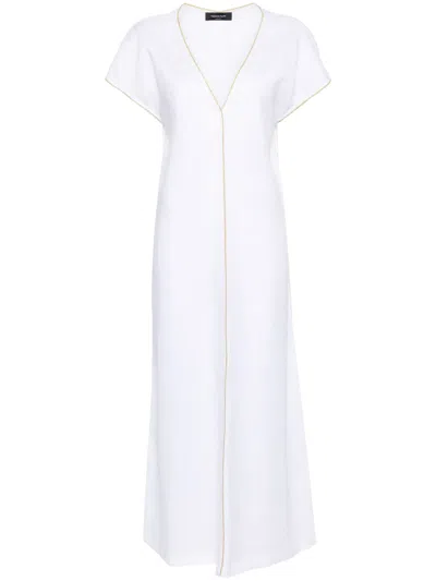Fabiana Filippi Monili-chain Linen Maxi Dress In White