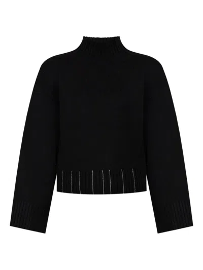Fabiana Filippi Ribbed Turtleneck Knitwear Long Sleeves In Black