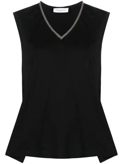 Fabiana Filippi Monili Embellished V-neck Tank Top In Black