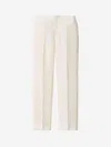 Fabiana Filippi Wool Silk Crepe Regular Fit Trousers With Tuxedo Side Bands In Beige