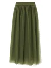 Fabiana Filippi Multi-layer Tulle Midi Skirt With Elastic Waistband In Green