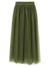 Fabiana Filippi Multi-layer Tulle Midi Skirt With Elastic Waistband In Green