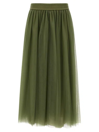 FABIANA FILIPPI MULTI-LAYER TULLE MIDI SKIRT WITH ELASTIC WAISTBAND
