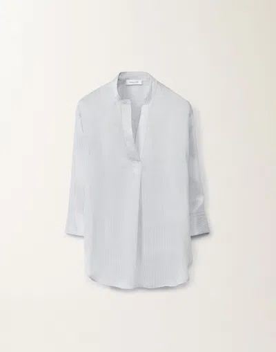 Fabiana Filippi Multi-striped Viscose And Silk Shirt In Sky Blue