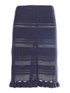 Fabiana Filippi Multistitch Cotton Knit Skirt With Bottom Rouche In Blue