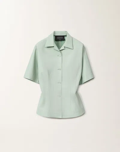 Fabiana Filippi Nappa Leather Jacket In Aquagreen
