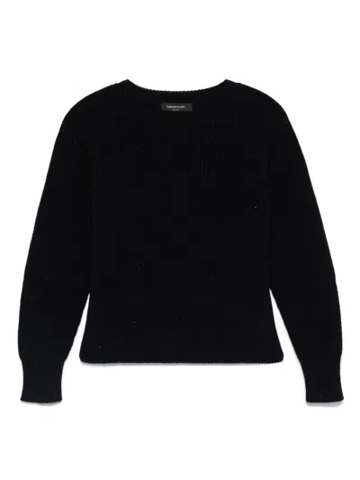 FABIANA FILIPPI NAVY BLUE COTTON CREWNECK SWEATER