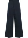 Fabiana Filippi Navy Blue Cotton Wide Leg Trousers For Women In Blue